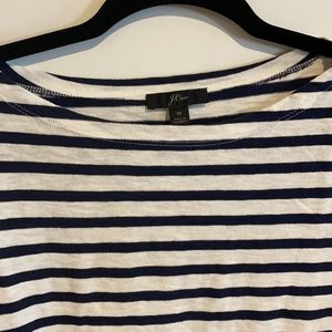 J Crew Navy and White Striped 3/4 Tee - Size M